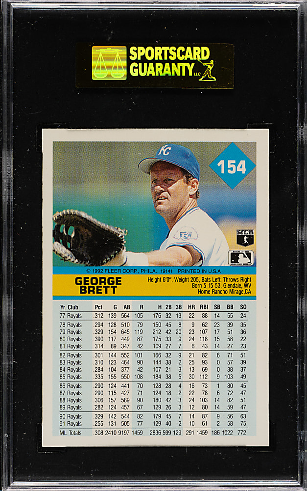 1992 Fleer #154 George Brett SGC GEM 98