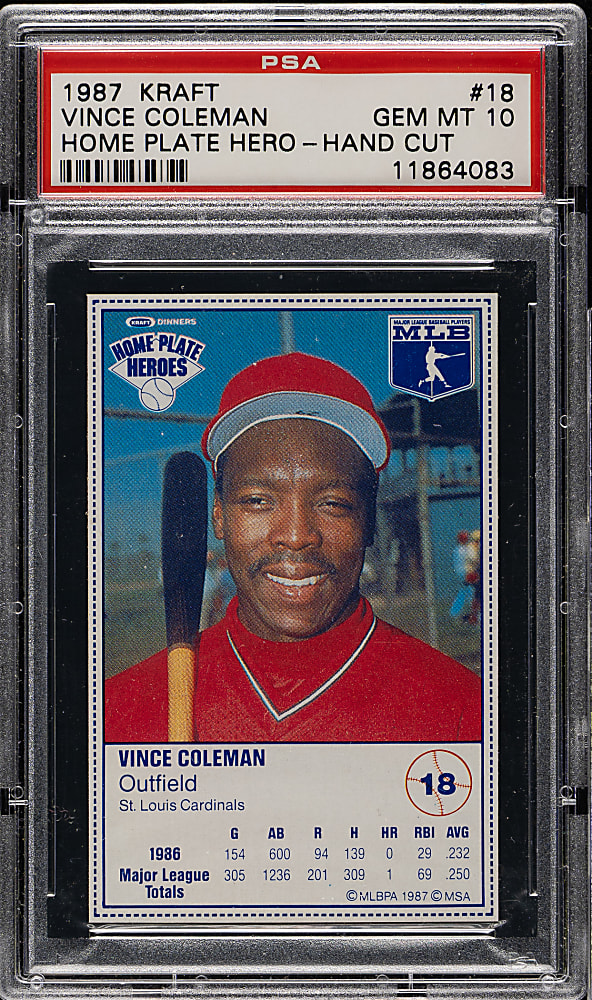 1987 Kraft Home Plate Heroes #18 Vince Coleman PSA GEM MINT 10