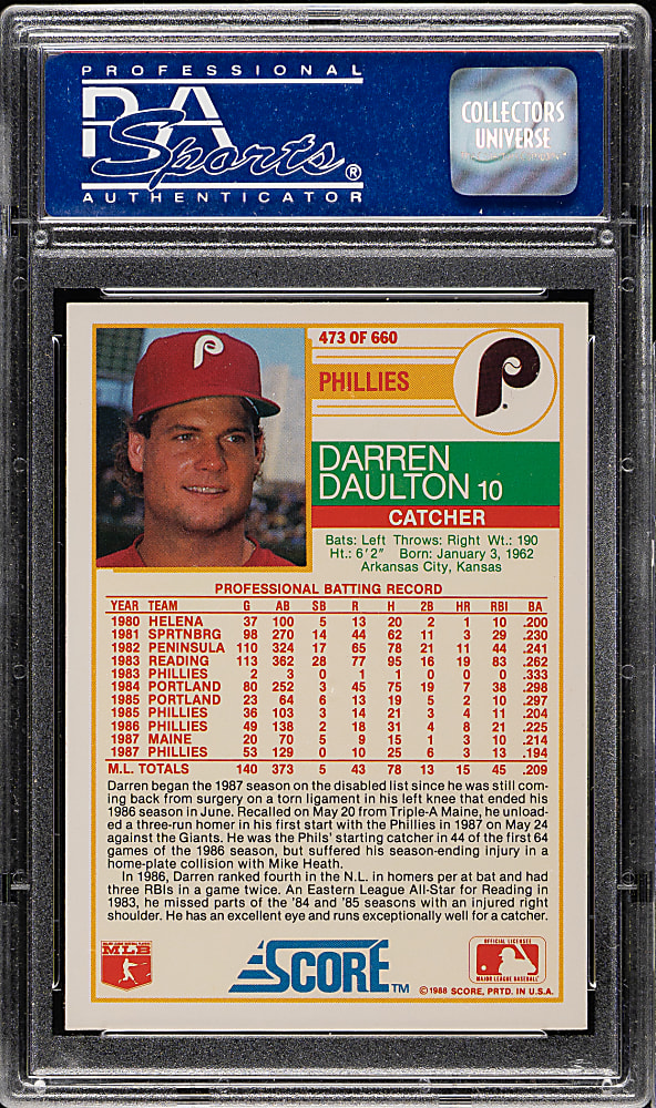 1988 Score Glossy #473 Darren Daulton PSA GEM MINT 10