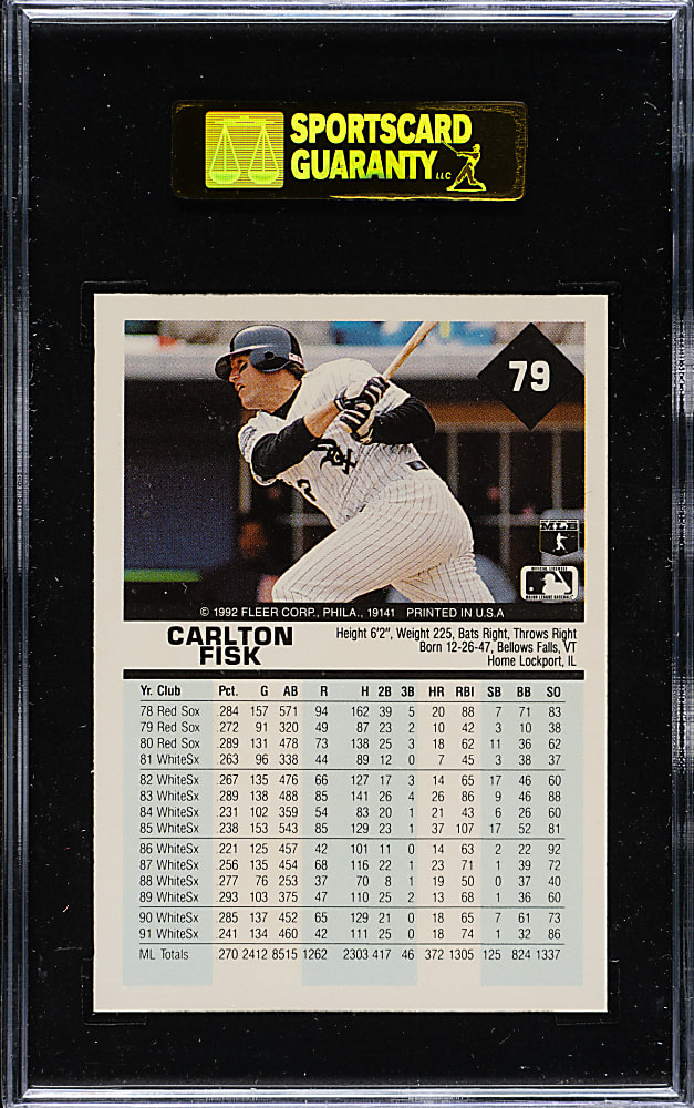 1992 Fleer #79 Carlton Fisk SGC GEM 98