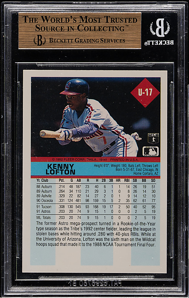 1992 Fleer Update #U-17 Kenny Lofton BGS GEM MINT 9.5