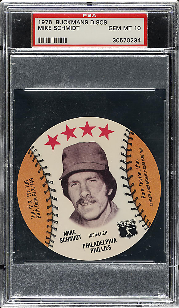 1976 Buckmans Discs Mike Schmidt PSA GEM MINT 10