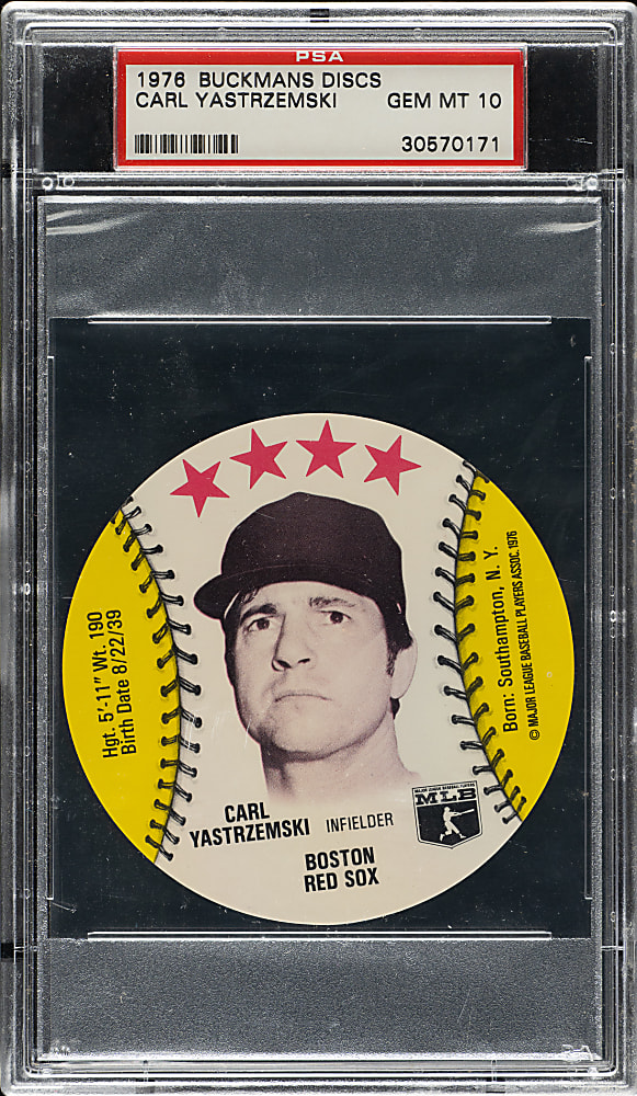 1976 Buckmans Discs Carl Yastrzemski PSA GEM MINT 10