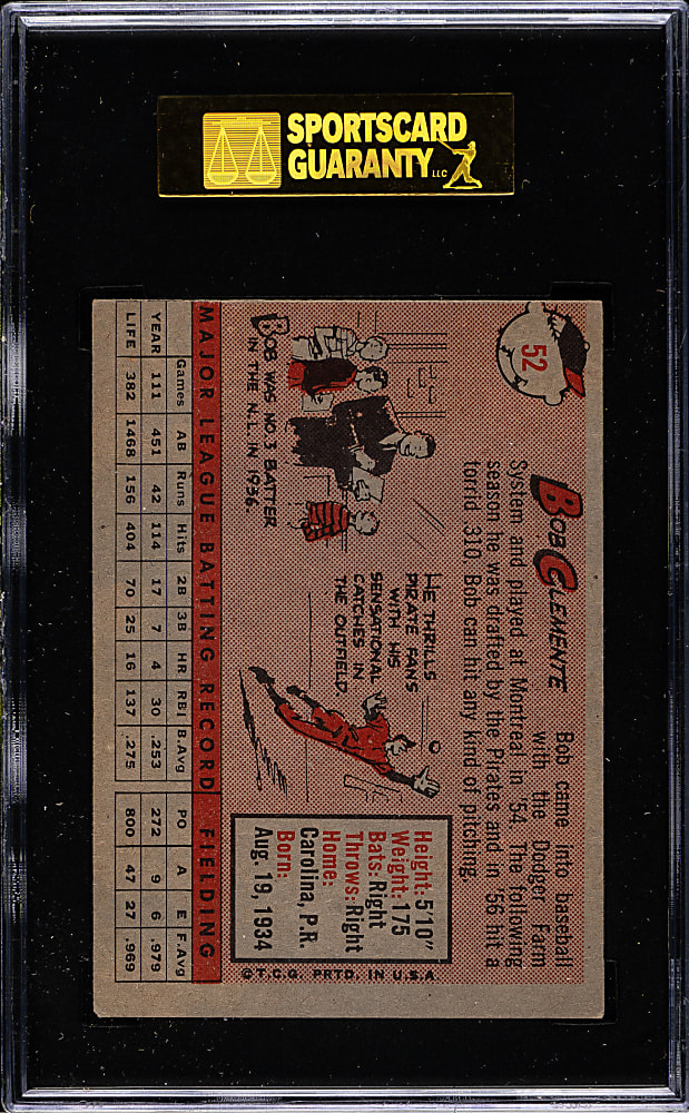 1958 Topps #52 Roberto Clemente SGC EX 60