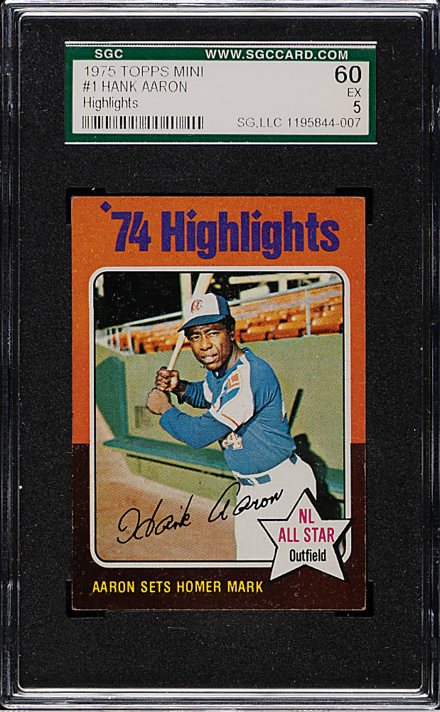 1975 Topps Mini #1 Hank Aaron Highlights SGC EX 60