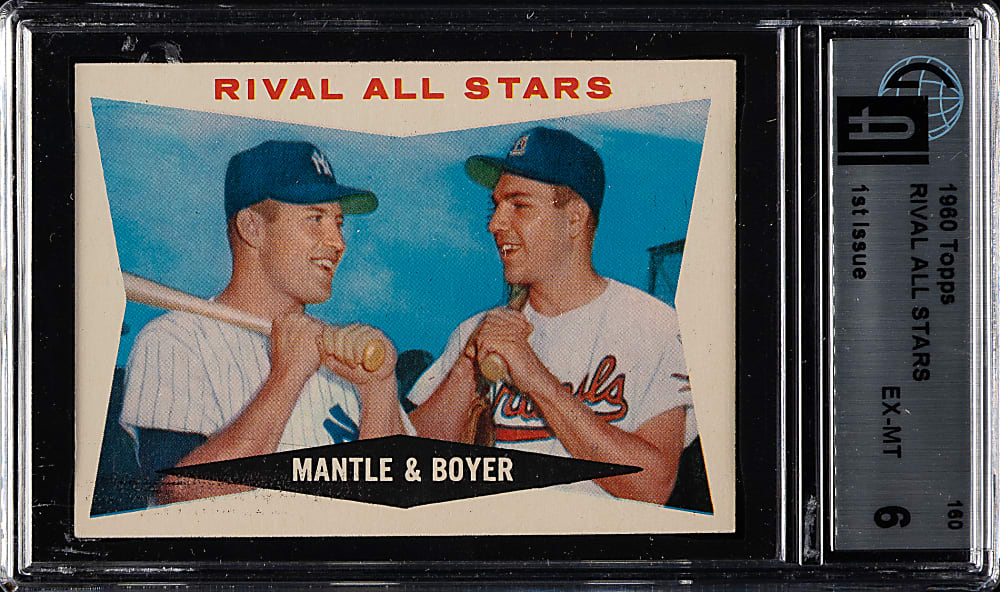 1960 Topps #160 Rival All Stars with Mickey Mantle and Ken Boyer GAI EX-MT 6