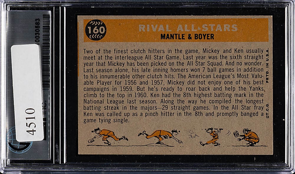 1960 Topps #160 Rival All Stars with Mickey Mantle and Ken Boyer GAI EX-MT 6