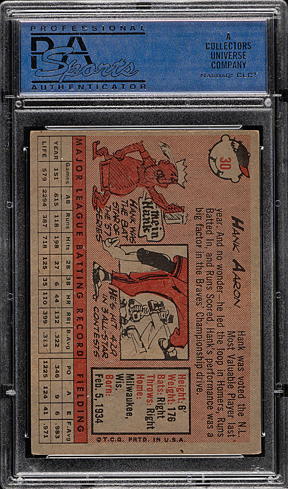 1958 Topps #30 Hank Aaron PSA EX 5