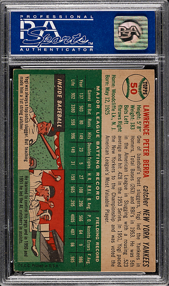 1954 Topps #50 Yogi Berra PSA EX 5