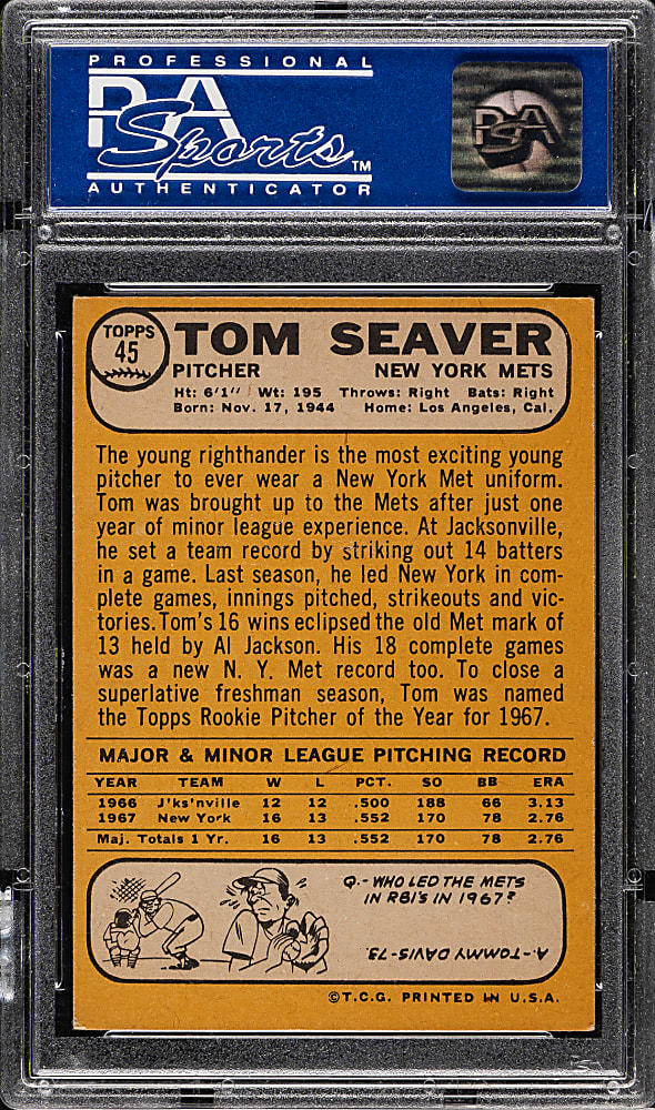 1968 Topps #45 Tom Seaver PSA EX-MT 6