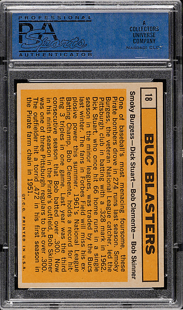 1963 Topps #18 Buc Blasters with Roberto Clemente PSA EX-MT 6
