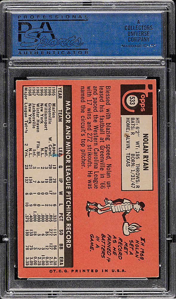 1969 Topps #533 Nolan Ryan PSA EX 5