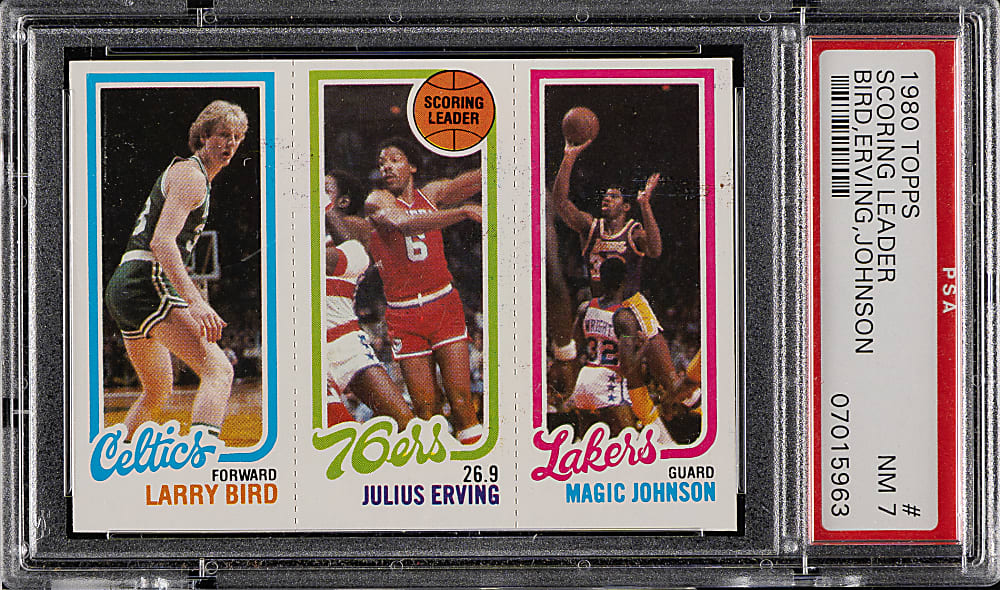 1980-1981 Topps Basketball Larry Bird/Julius Erving/Magic Johnson Rookie PSA NM 7