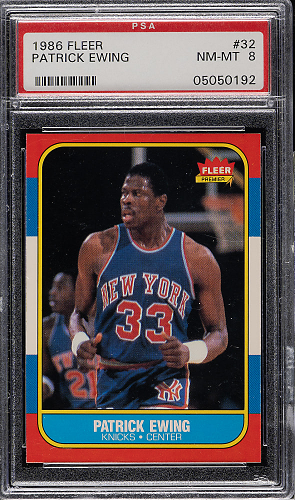 1986-1987 Fleer Basketball #32 Patrick Ewing Rookie PSA NM-MT 8