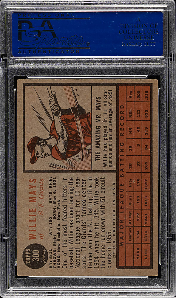 1962 Topps #300 Willie Mays PSA EX 5