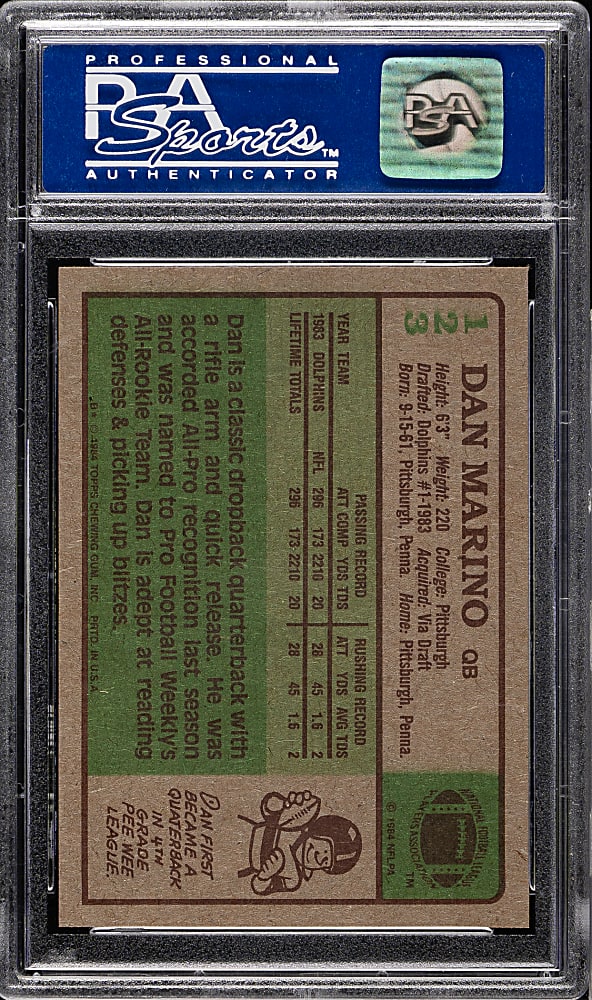 1984 Topps Football #123 Dan Marino Rookie PSA NM-MT 8