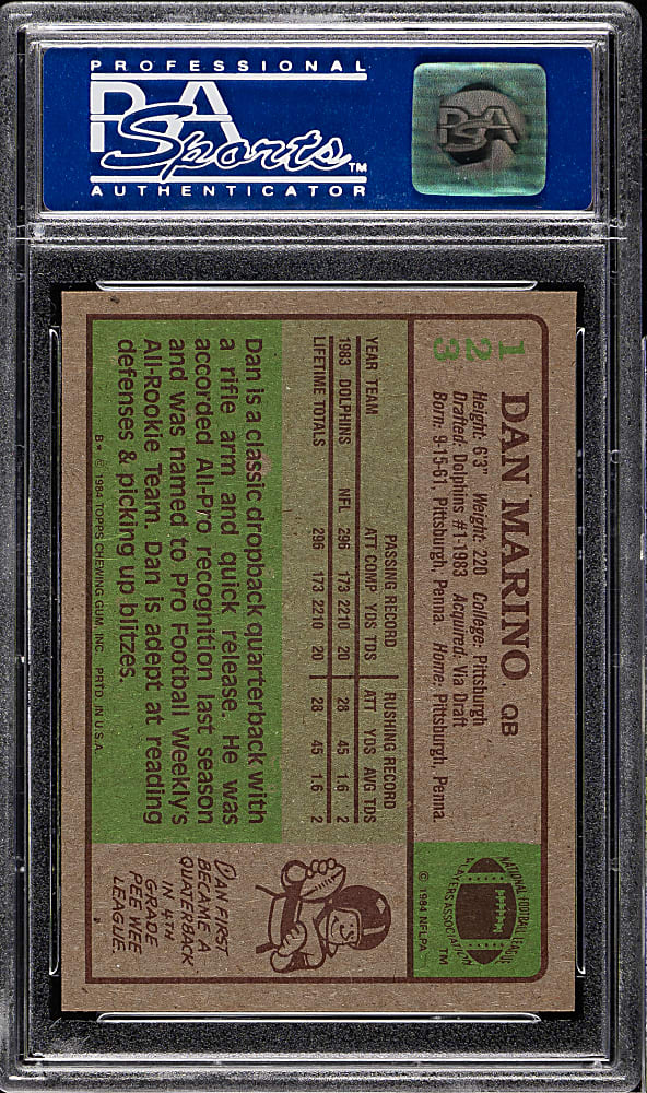 1984 Topps Football #123 Dan Marino Rookie PSA NM-MT 8