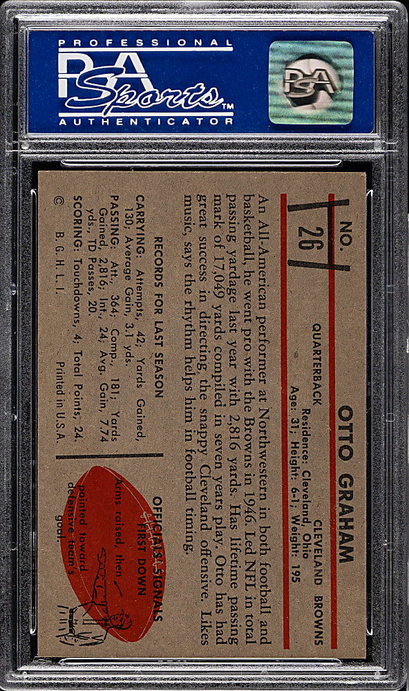 1953 Bowman Football #26 Otto Graham PSA NM 7 (OC)