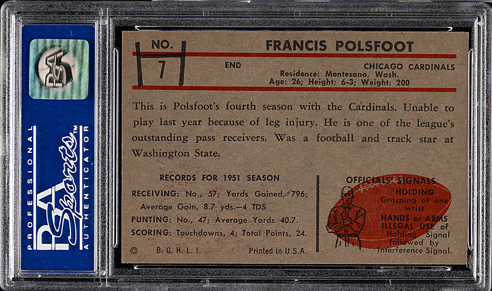 1953 Bowman Football #7 Fran Polsfoot PSA NM-MT 8