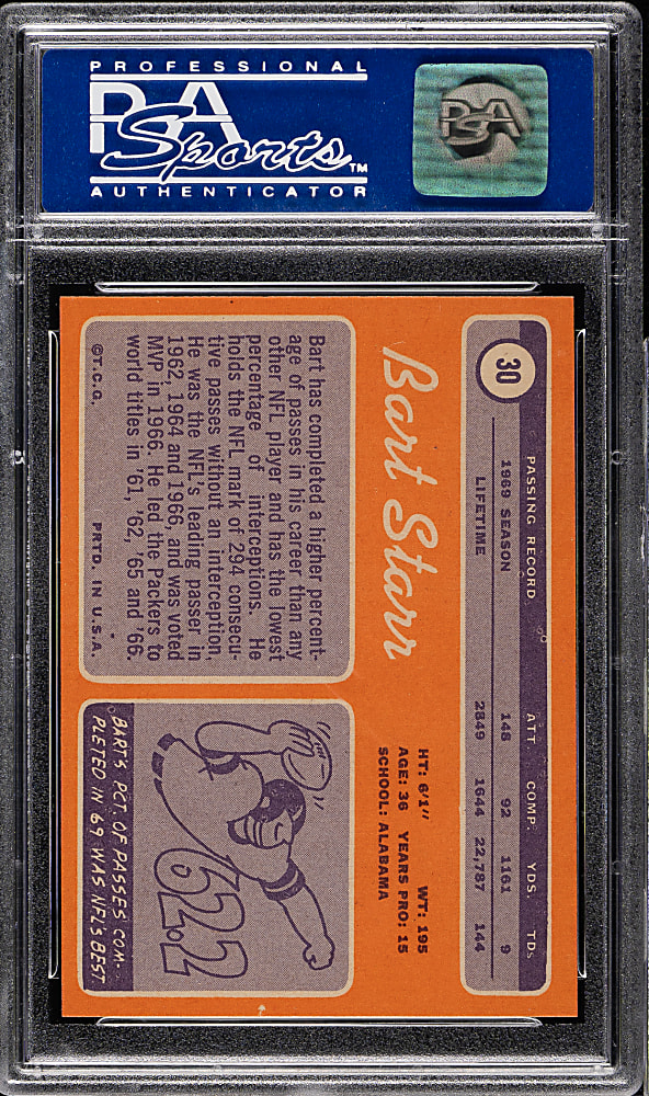 1970 Topps Football #30 Bart Starr PSA MINT 9