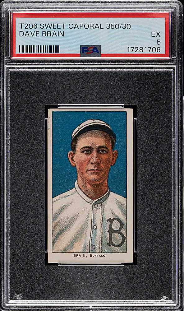 1909-1911 T206 White Border Dave Brain PSA EX 5