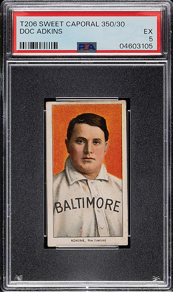 1909-1911 T206 White Border Doc Adkins PSA EX 5