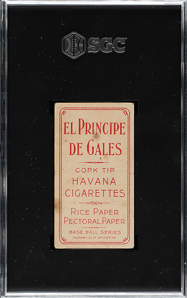 1909-1911 T206 White Border Fred Clarke Portrait SGC VG 3 - El Principe de Gales Back