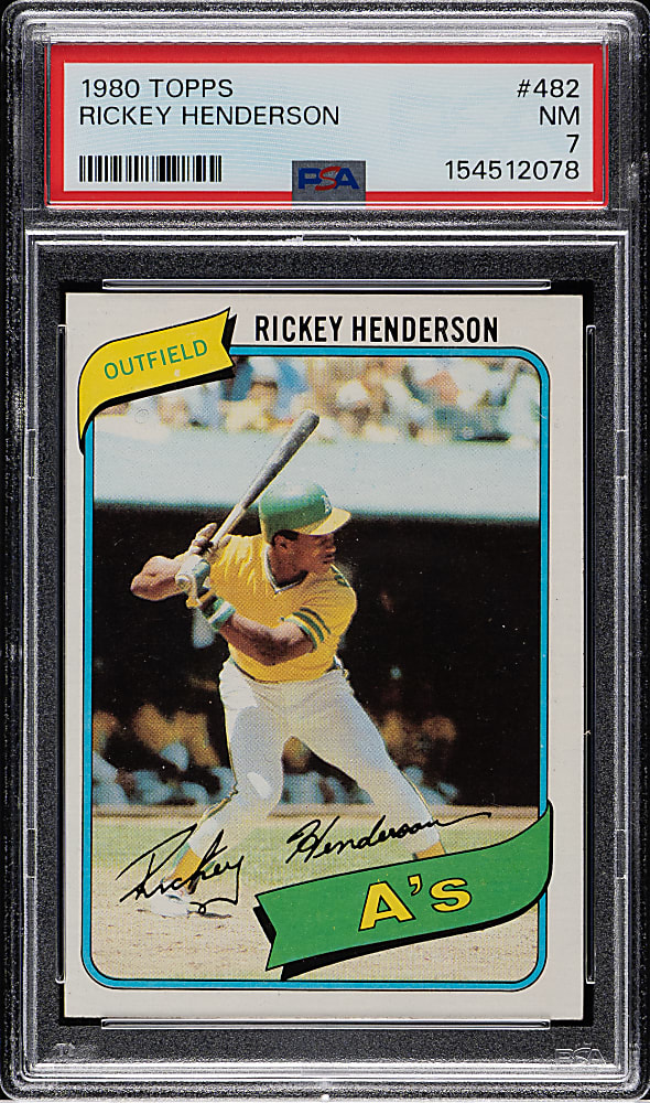 1980 Topps #482 Rickey Henderson Rookie PSA NM 7