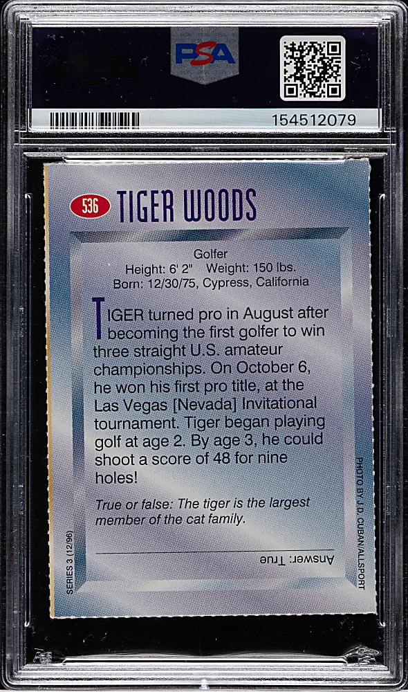 1996 Sports Illustrated for Kids #536 Tiger Woods Rookie PSA NM-MT 8