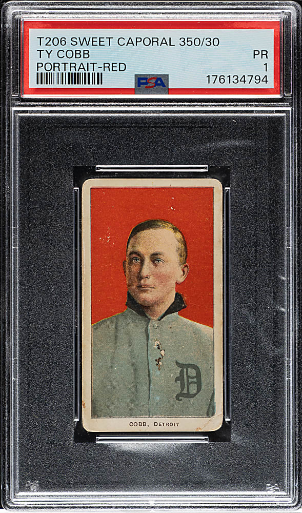 1909-1911 T206 White Border Ty Cobb Portrait Red Background PSA POOR 1