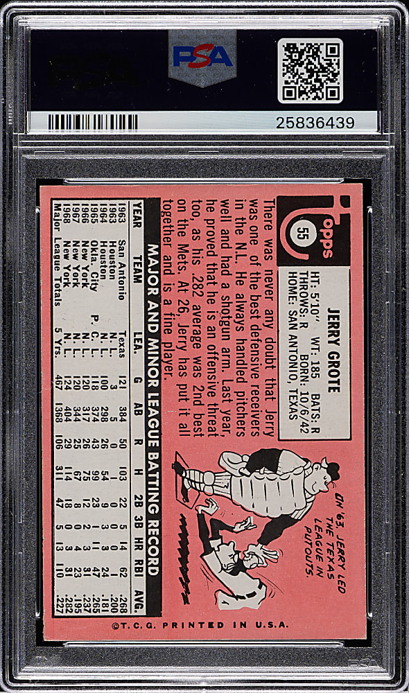 1969 Topps #55 Jerry Grote PSA MINT 9