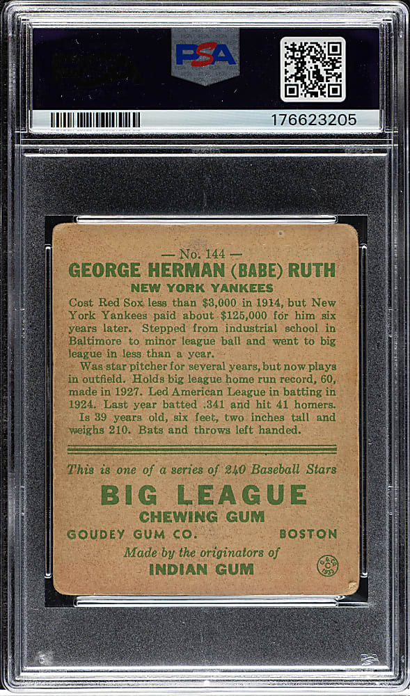 1933 R319 Goudey #144 Babe Ruth PSA FAIR 1.5