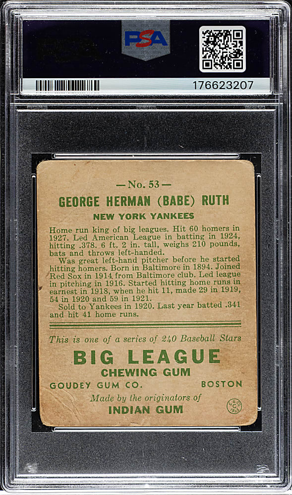 1933 R319 Goudey #53 Babe Ruth PSA POOR 1