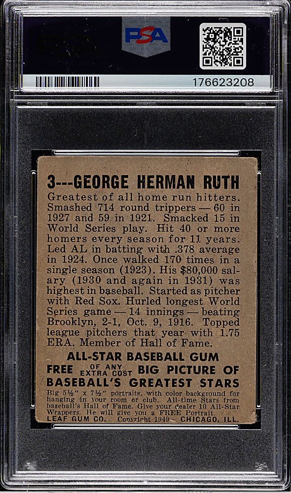 1948-1949 Leaf #3 Babe Ruth PSA POOR 1