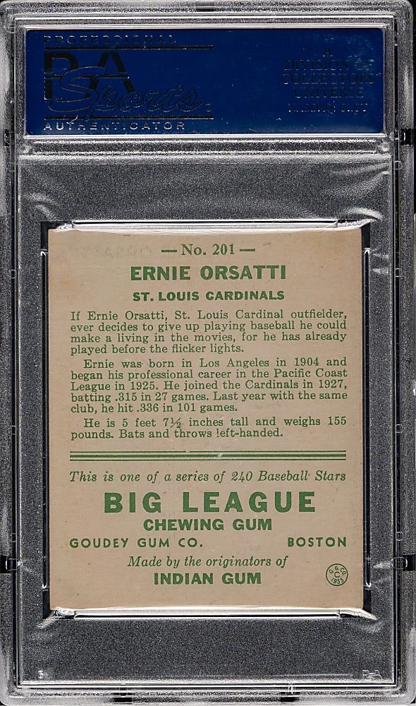 1933 R319 Goudey #201 Ernie Orsatti PSA EX+ 5.5