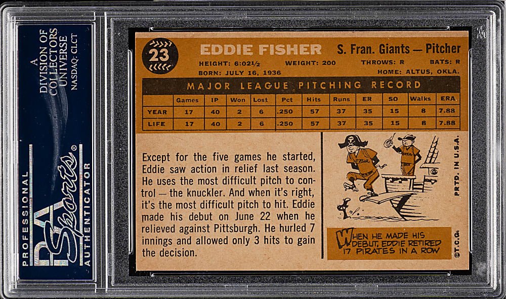 1960 Topps #23 Eddie Fisher PSA NM-MT 8