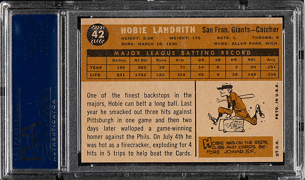 1960 Topps #42 Hobie Landrith PSA NM-MT 8