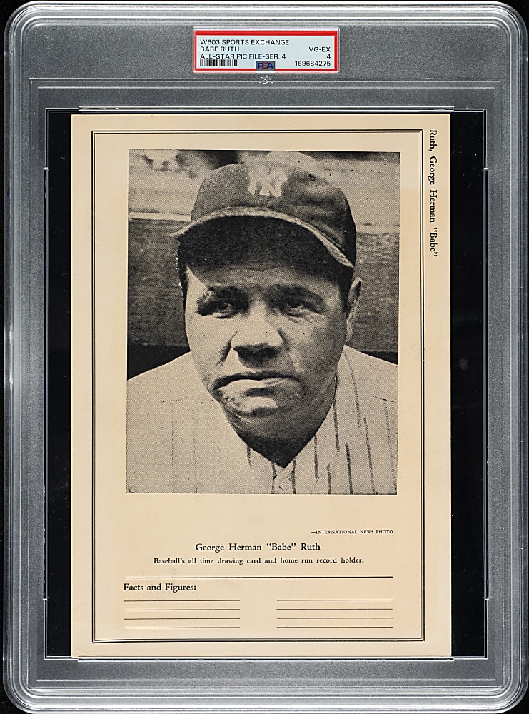 1946-1949 W603 Sports Exchange Babe Ruth PSA VG-EX 4