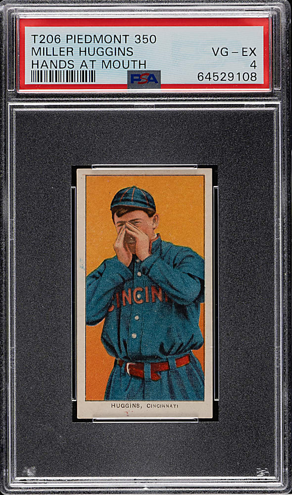 1909-1911 T206 White Border Miller Huggins Hands At Mouth PSA VG-EX 4