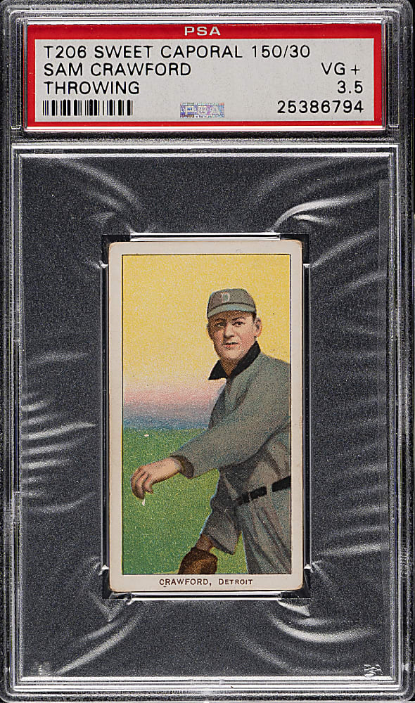 1909-1911 T206 White Border Sam Crawford Throwing PSA VG+ 3.5