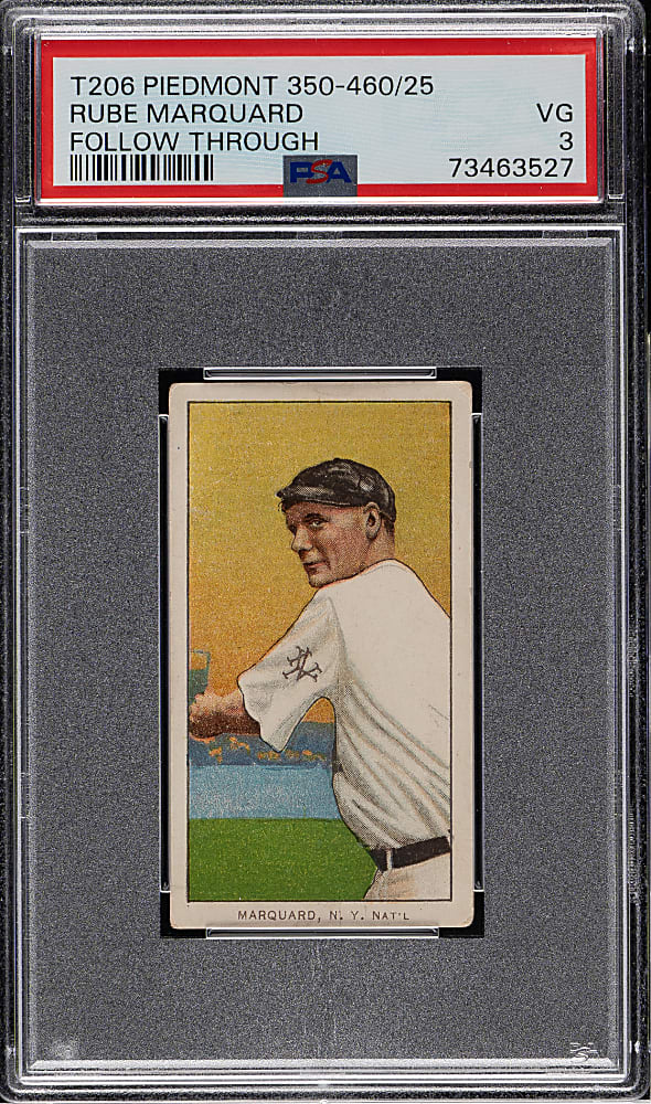1909-1911 T206 White Border Rube Marquard Follow-Through PSA VG 3