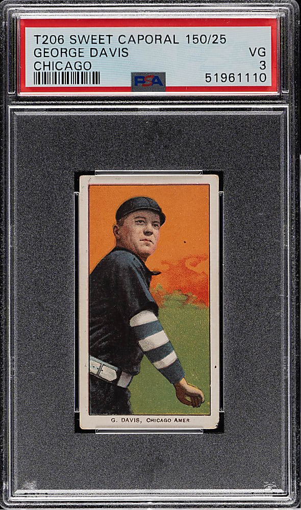 1909-1911 T206 White Border George Davis PSA VG 3
