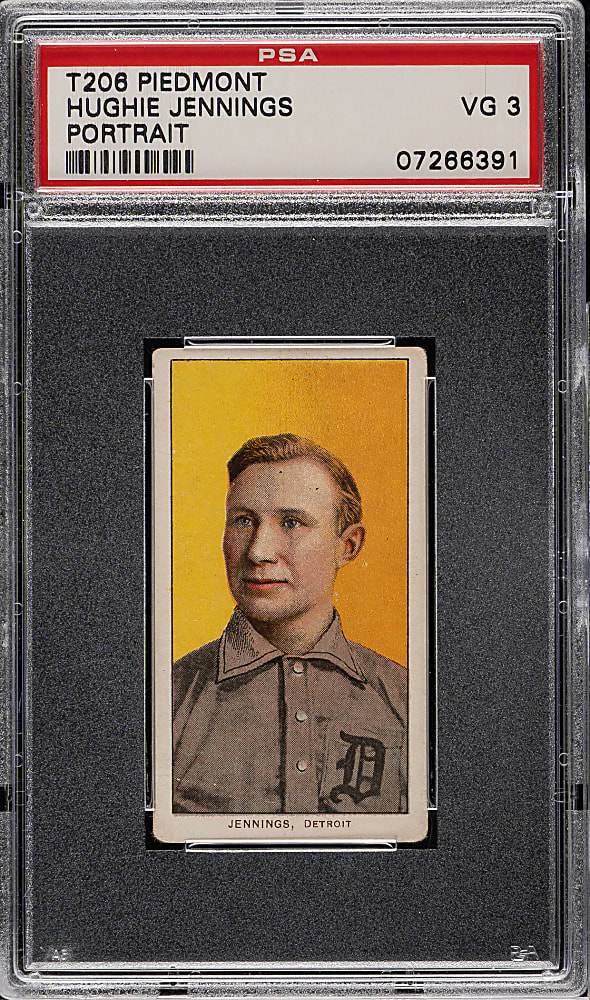 1909-1911 T206 White Border Hughie Jennings Portrait PSA VG 3