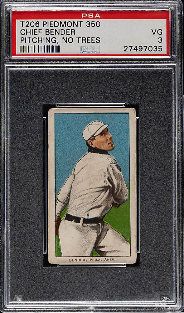 1909-1911 T206 White Border Chief Bender Pitching, No Trees in Background PSA VG 3