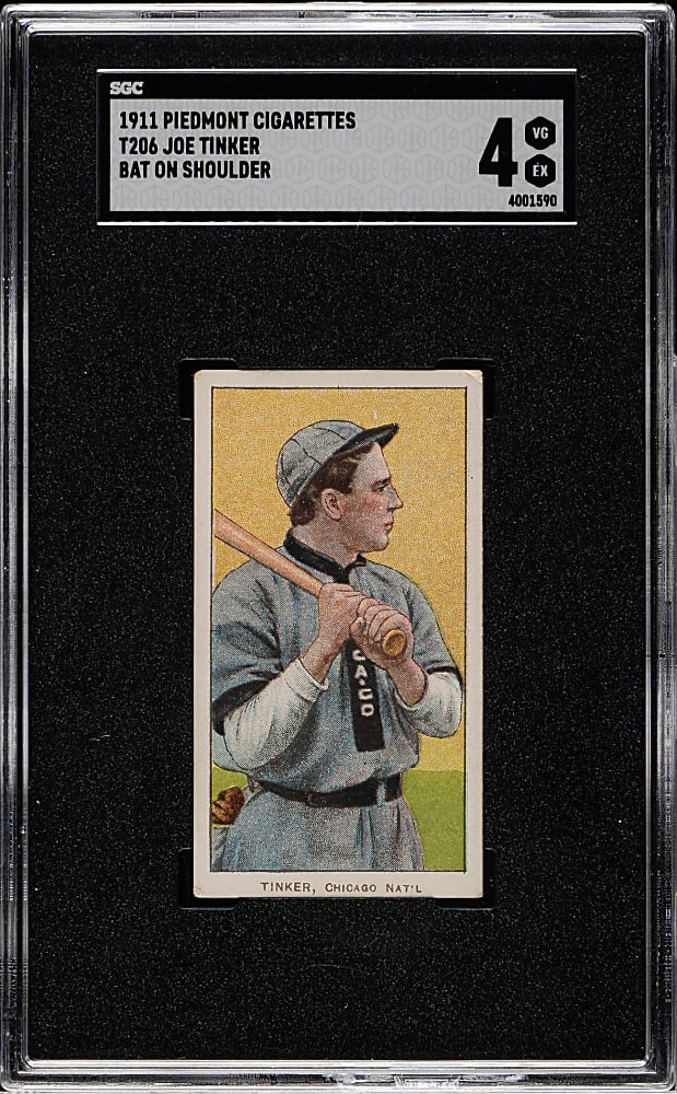 1909-1911 T206 White Border Joe Tinker Bat on Shoulder SGC VG/EX 4