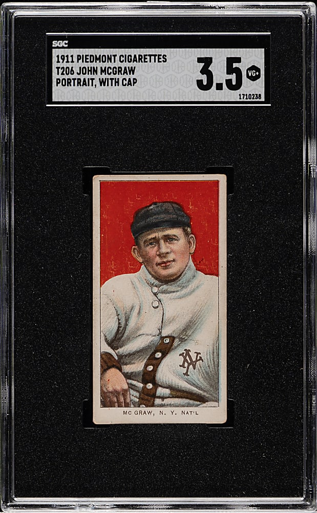 1909-1911 T206 White Border John McGraw Portrait with Cap SGC VG+ 3.5