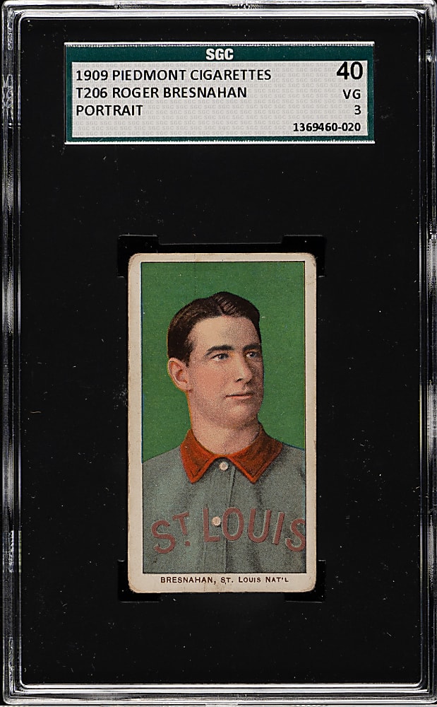1909-1911 T206 White Border Roger Bresnahan Portrait SGC VG 40