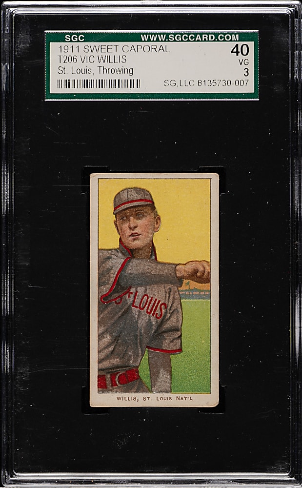 1909-1911 T206 White Border Vic Willis Throwing SGC VG 40