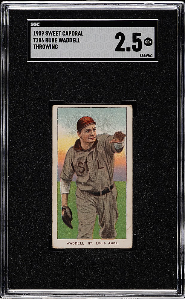 1909-1911 T206 White Border Rube Waddell Throwing SGC GOOD+ 2.5