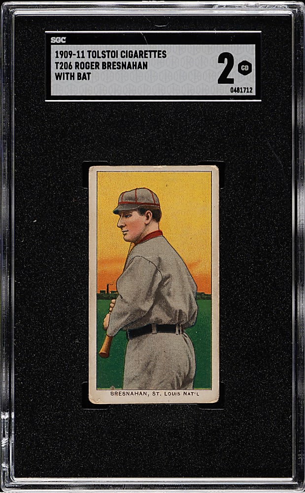1909-1911 T206 White Border Roger Bresnahan with Bat SGC GOOD 2 - Tolstoi Back